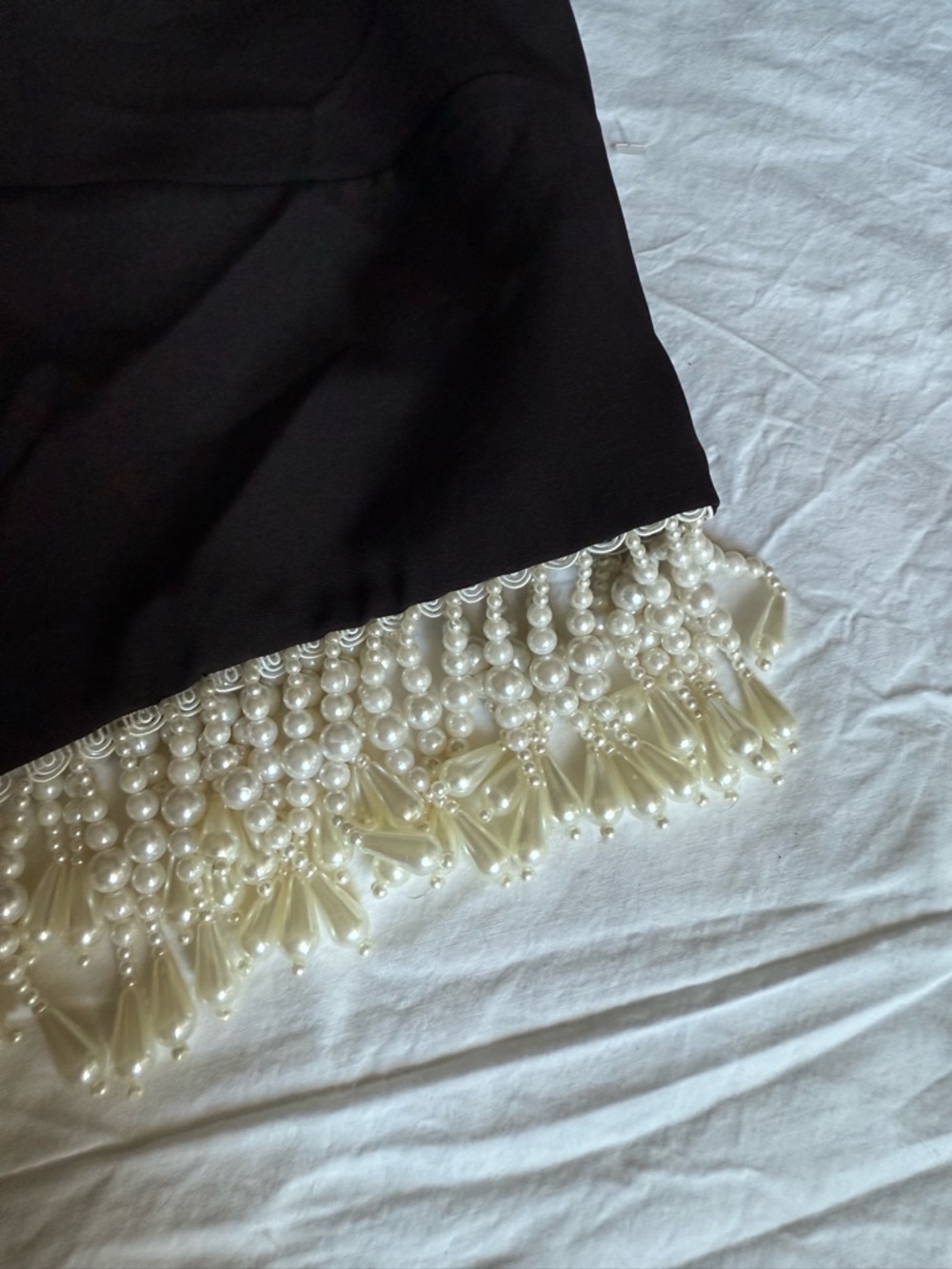 Forever 21 Black Strapless Crop Top with Pearl Beaded Fringe Size 2X - Picture 7 of 11
